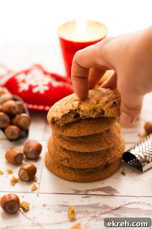 Nutmeg Cookies with Chocolate and Hazelnuts