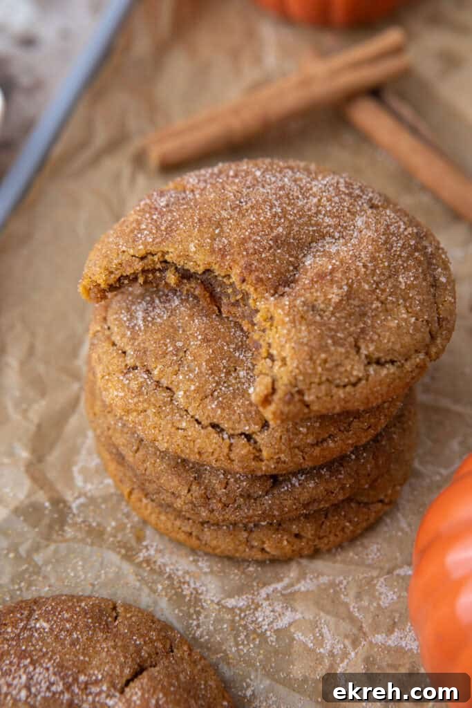 Chewy Brown Butter Pumpkin Snickerdoodle Cookies Recipe 2 Brown Butter pumpkin snickerdoodle cookies stacked up