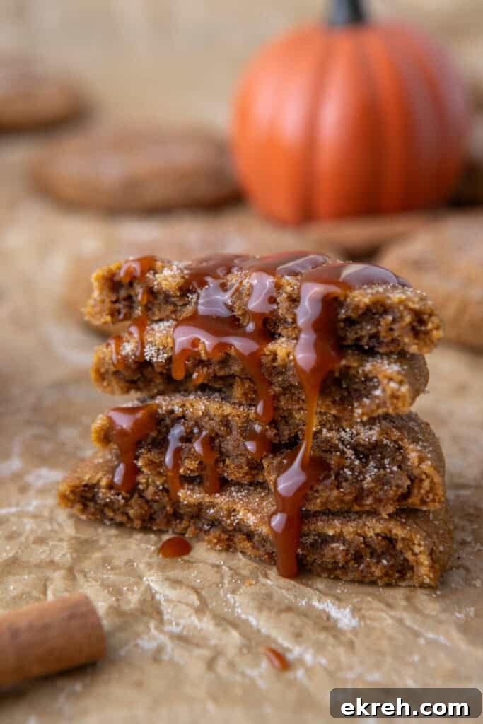Chewy Brown Butter Pumpkin Snickerdoodle Cookies Recipe 8 Brown Butter pumpkin snickerdoodle cookies stacked up