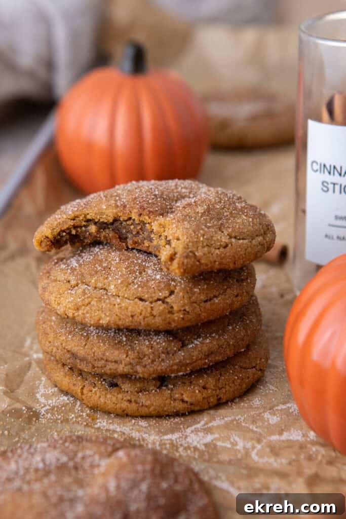 Chewy Brown Butter Pumpkin Snickerdoodle Cookies Recipe 4 Brown Butter pumpkin snickerdoodle cookies stacked up