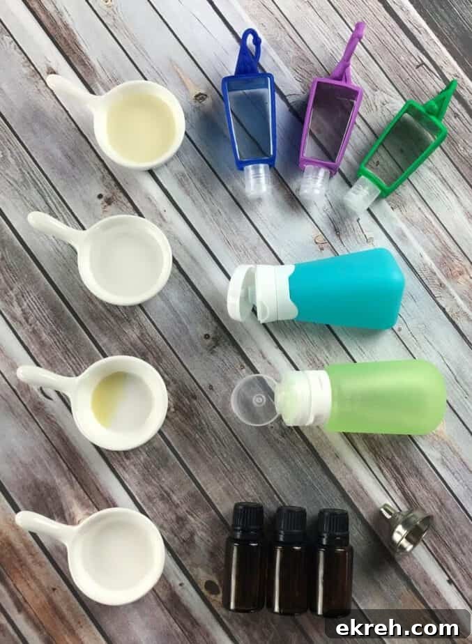 DIY kid-safe hand sanitizer recipe with essential oils - Germs are everywhere. When you can't get to a sink to wash your hands, keep clean with this natural homemade hand sanitizer gel {with essential oils}.