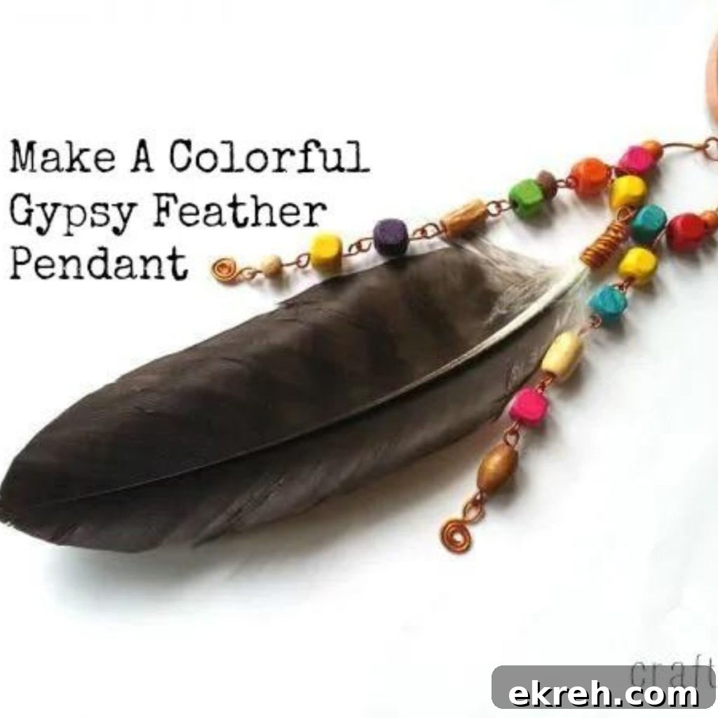 Colorful Gypsy Feather Pendant