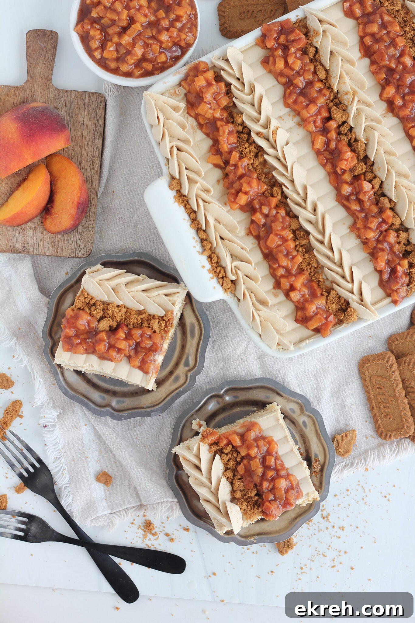 Peach Biscoff sheet cake