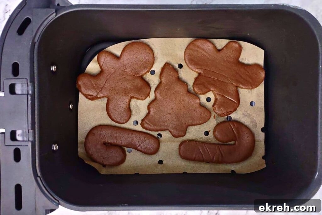place gingerbread cookies in air fryer basket