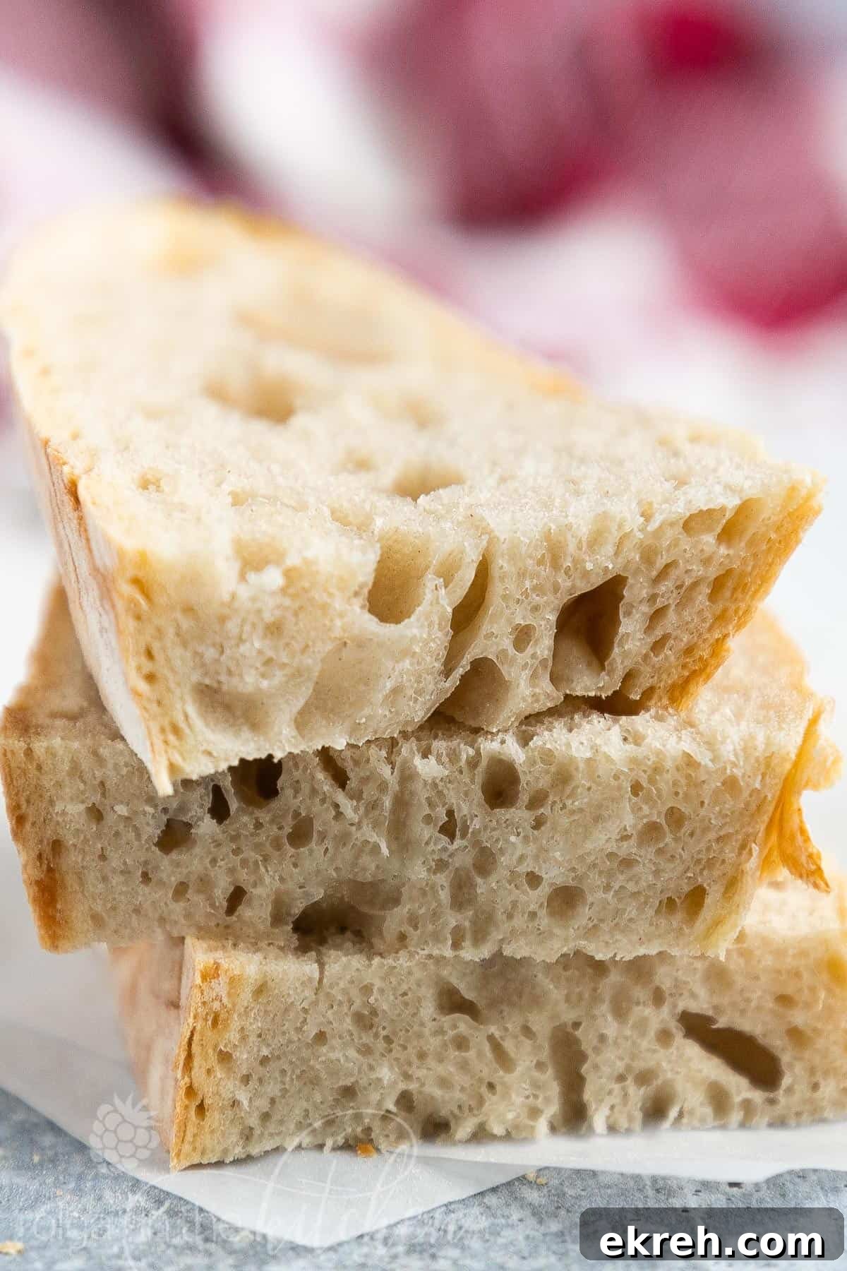 Slicing fresh homemade bread