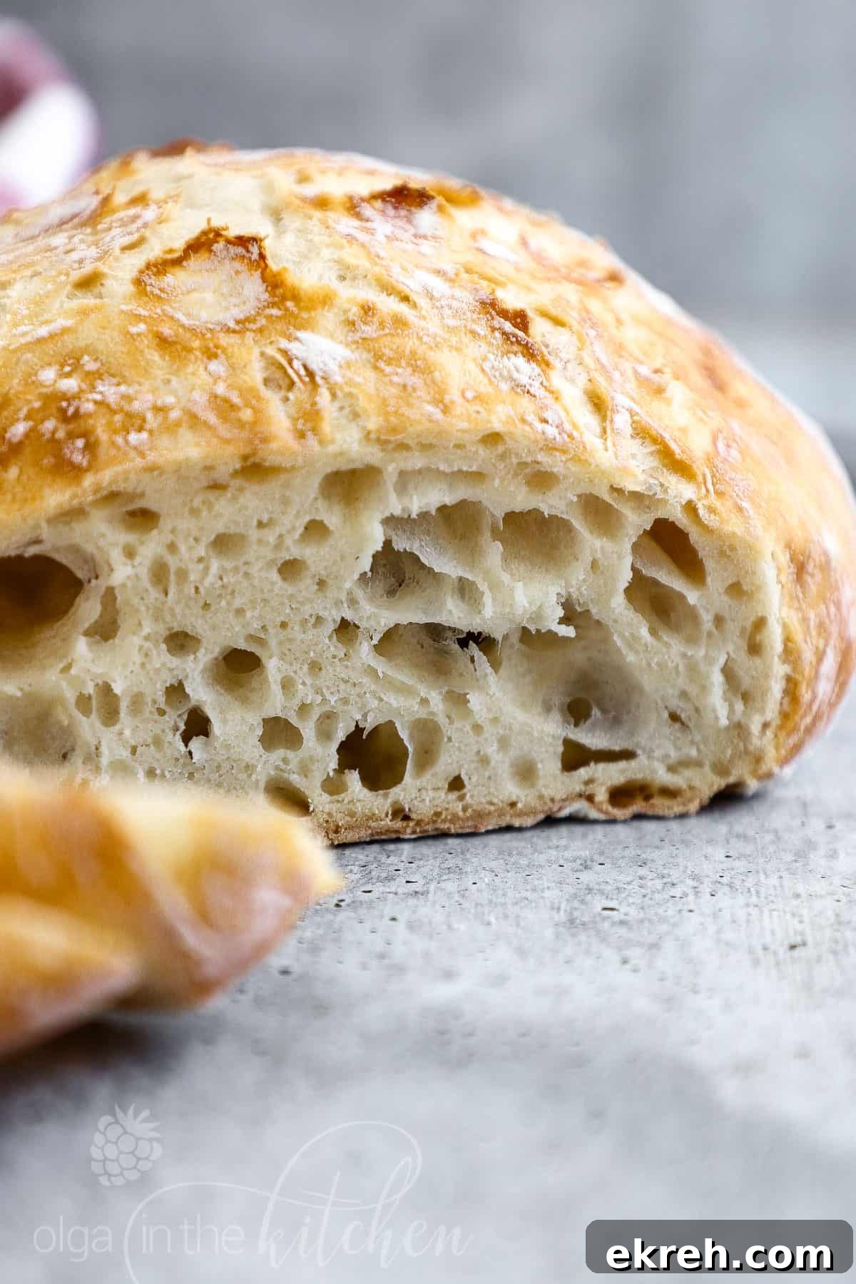 No-Knead Bread loaf close-up