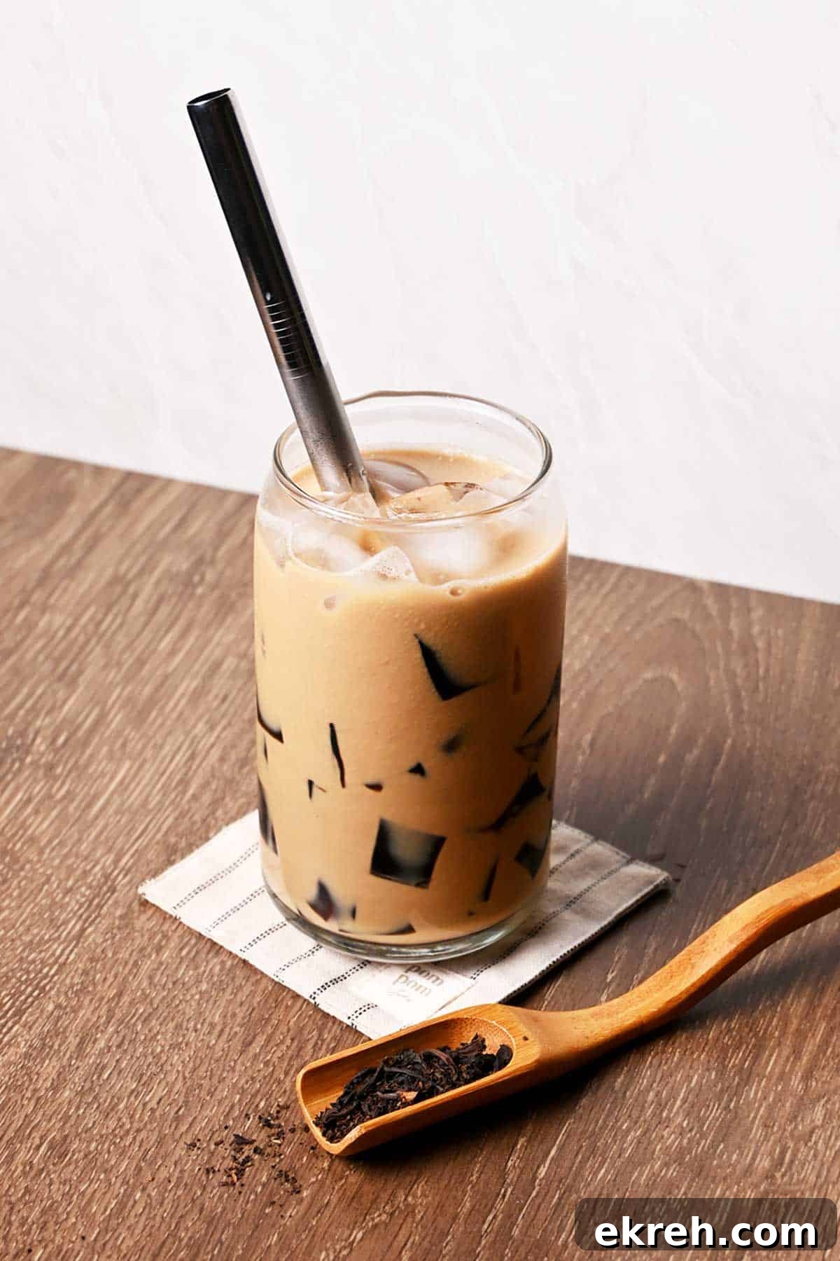 roasted milk tea with grass jelly