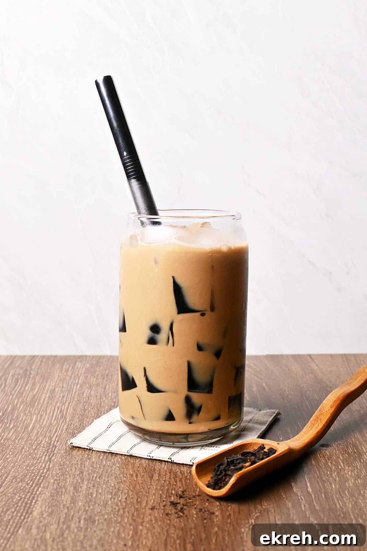 roasted milk tea with grass jelly