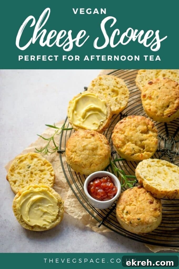 These easy vegan cheese scones are so light and 'buttery' no one will believe they are #vegan ! #TheVegSpace