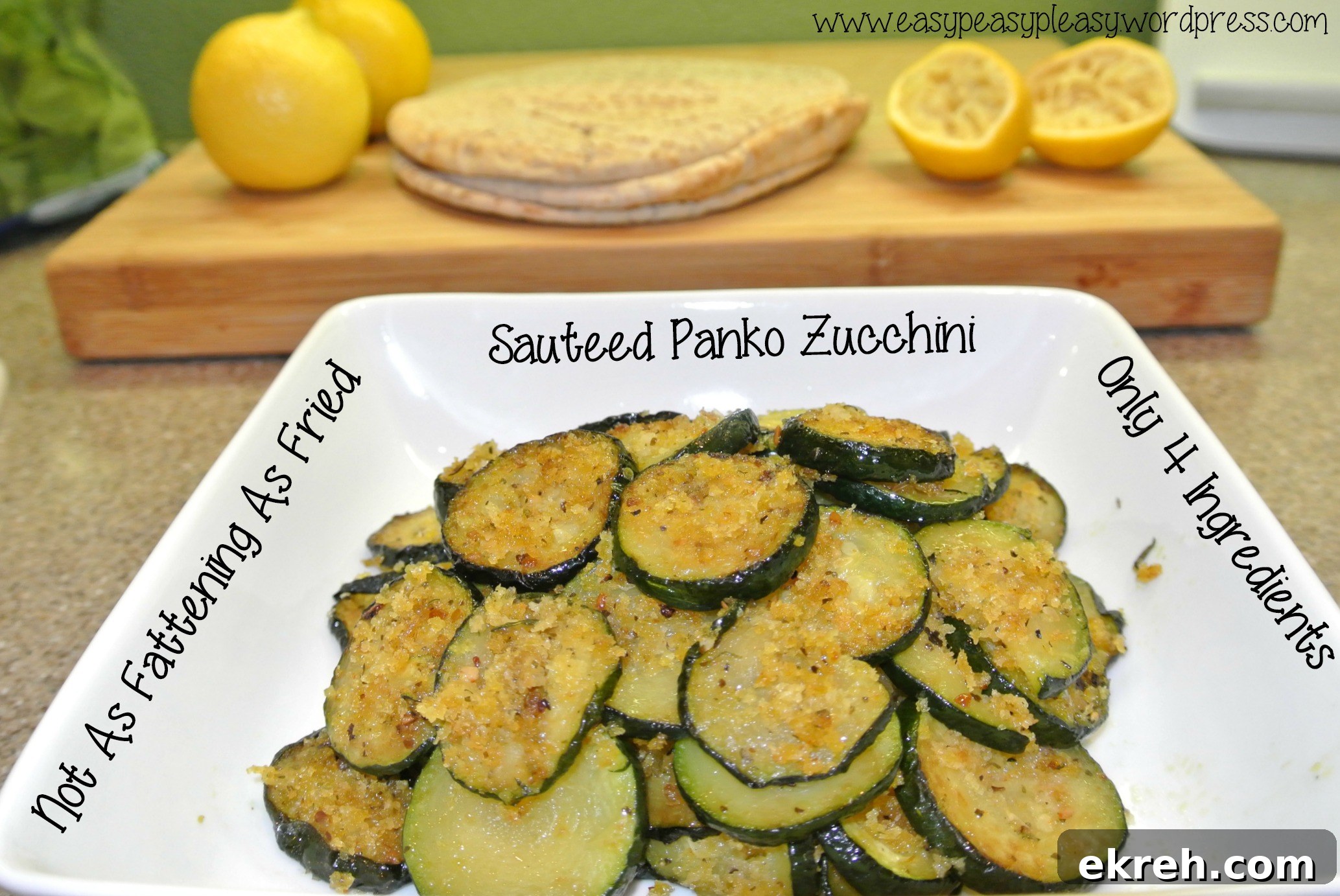 Sauteed Panko Zucchini: Crispy, Lower-Fat Than Fried 3 Only 4 Ingredients Not As Fattening As Fried-Sauteed Panko Zucchini