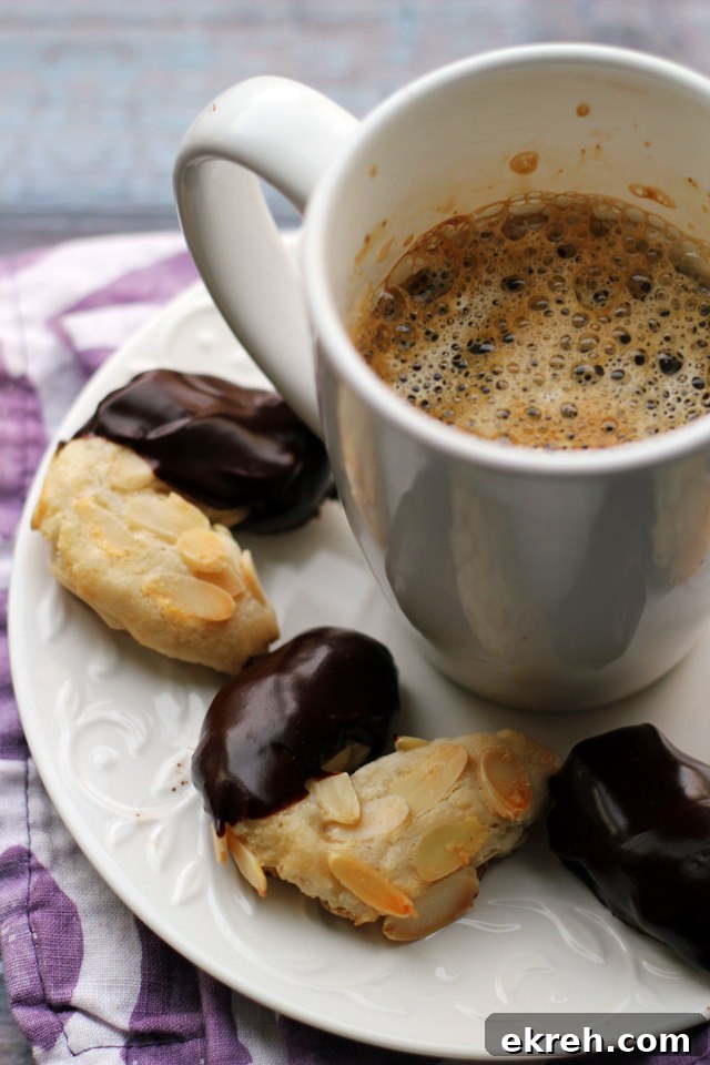 chocolate-glazed almond horns
