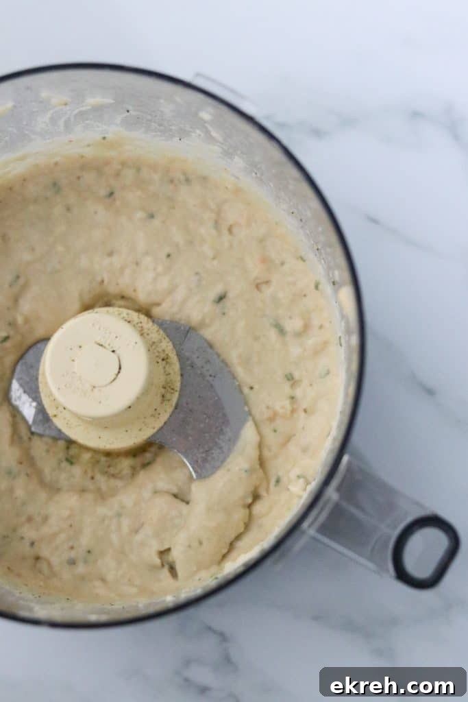 Balsamic-Glazed Mushroom Smorrebrod with White Bean Puree 4 White bean puree in the work bowl of a food processor